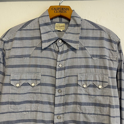 Striped Pocket Western Shirt Blue