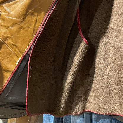 Leather Button Jacket Brown