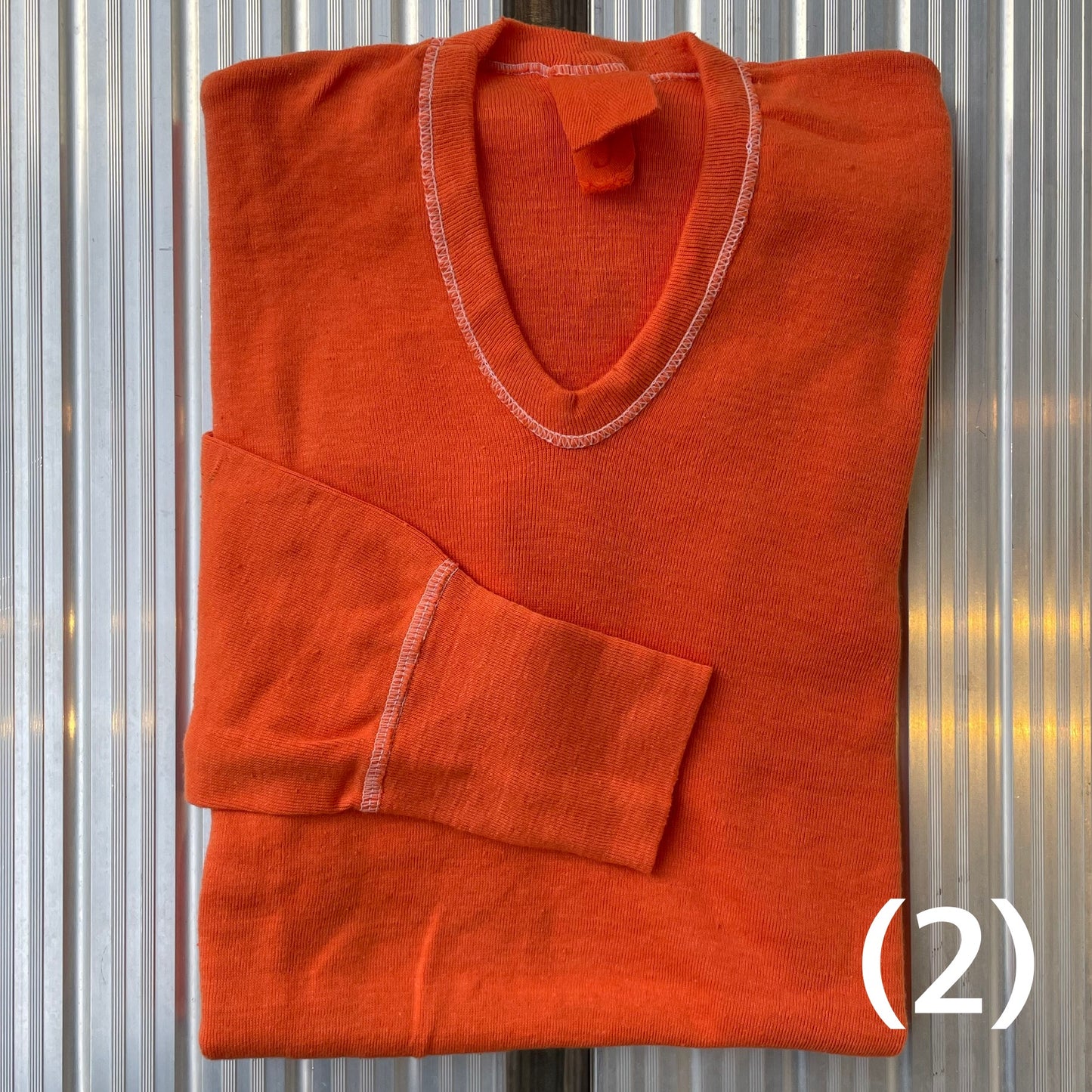 Dyed German Military U-Neck L/S T-Shirt Orange