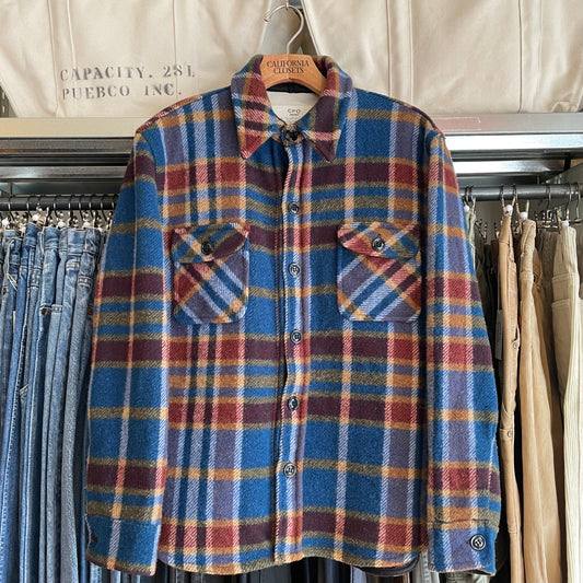 Plaid WOOL CPO Jacket Blue Red