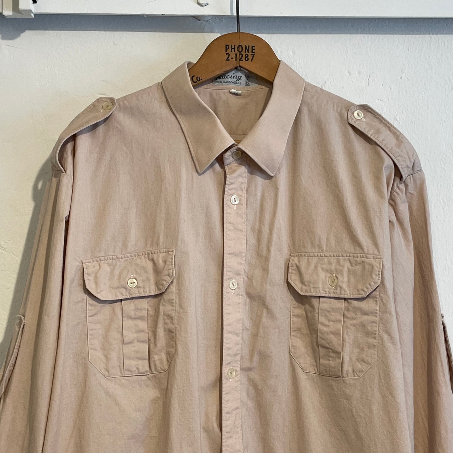 Double Pocket Shirt Pink Beige