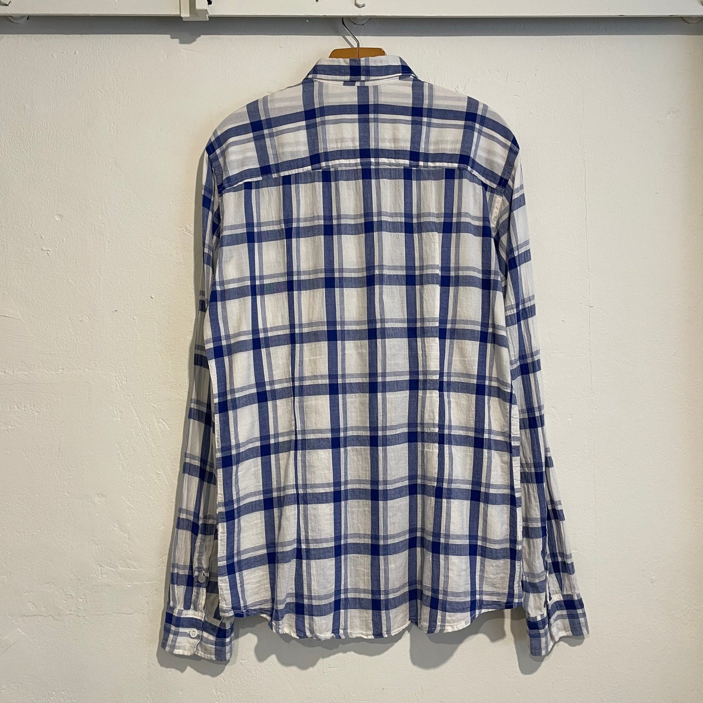 Blue White Check Long Sleeve Button Up Shirt