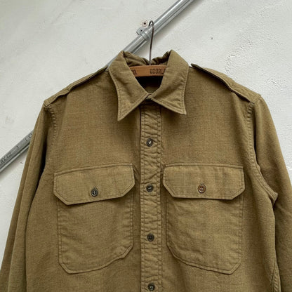 Epaulet Wool Shirt Olive