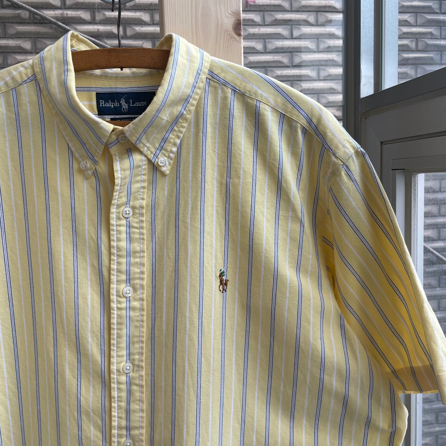 Stripe Shirt Short Sleeve Yellow