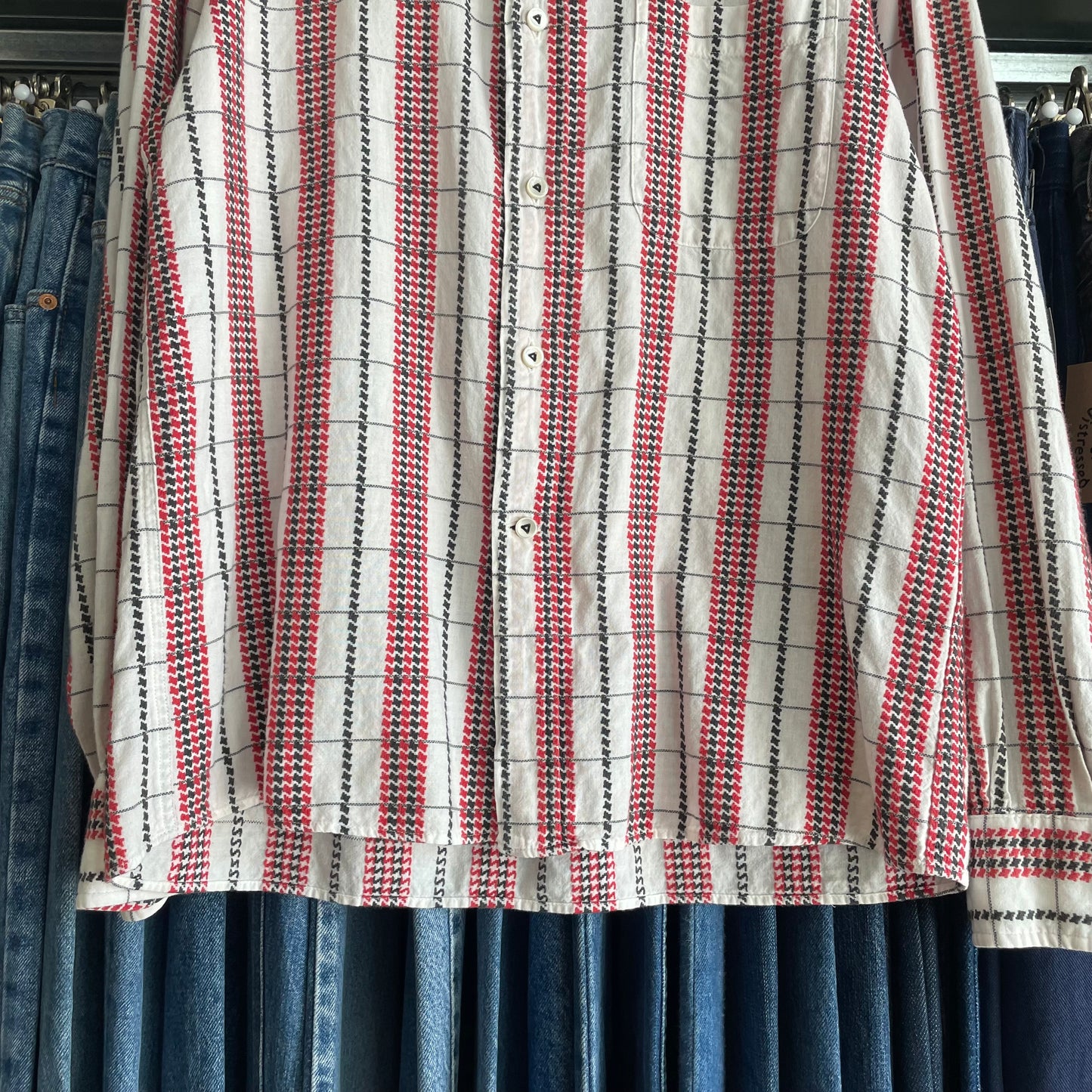 Red-Black Woven Striped Casual Shirt