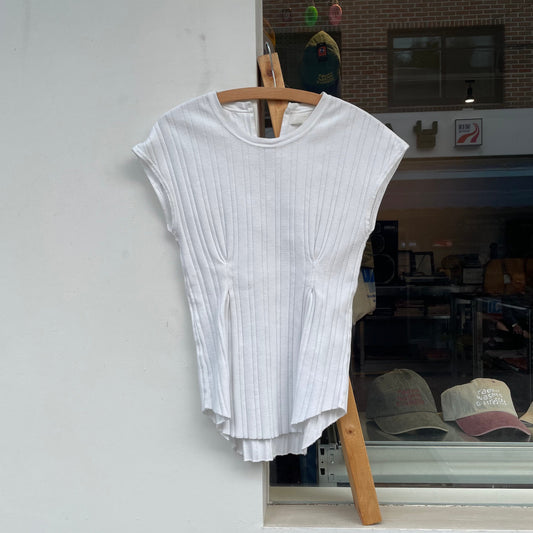 Rib Tuck Tank Top White