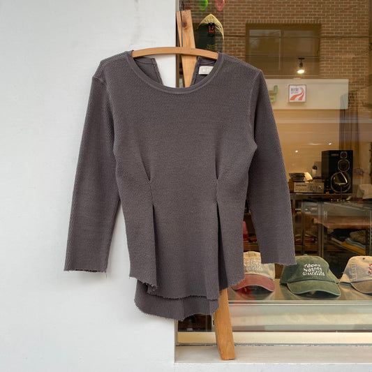 Waffle Tuck T-Shirt Long Sleeve Brown