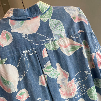 Floral Aloha Pullover Shirt Blue