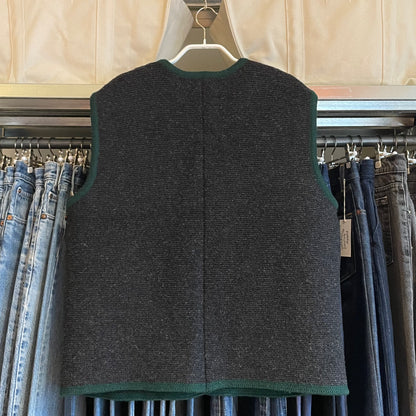 Traditional Wool Vest Charcoal Green Trim