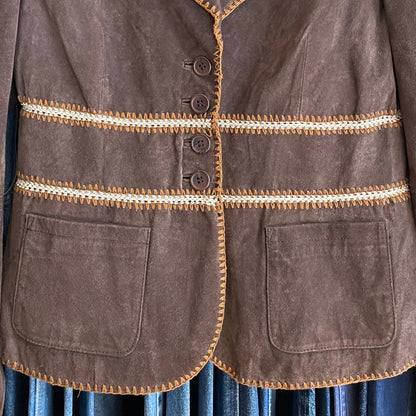 Whipstitch Genuine Leather Blazer Brown