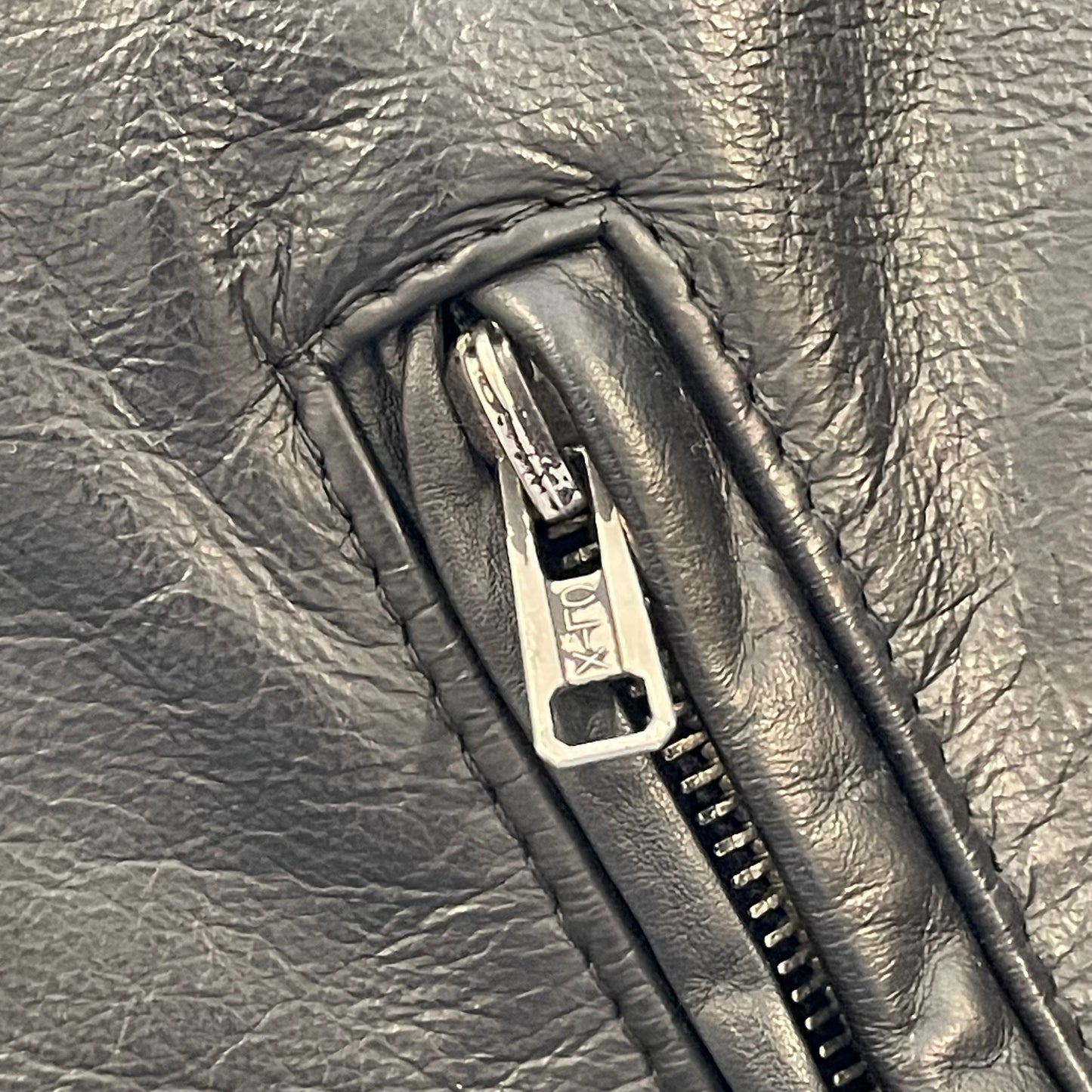 Classic Rider Leather Jacket Black Broken Zipper