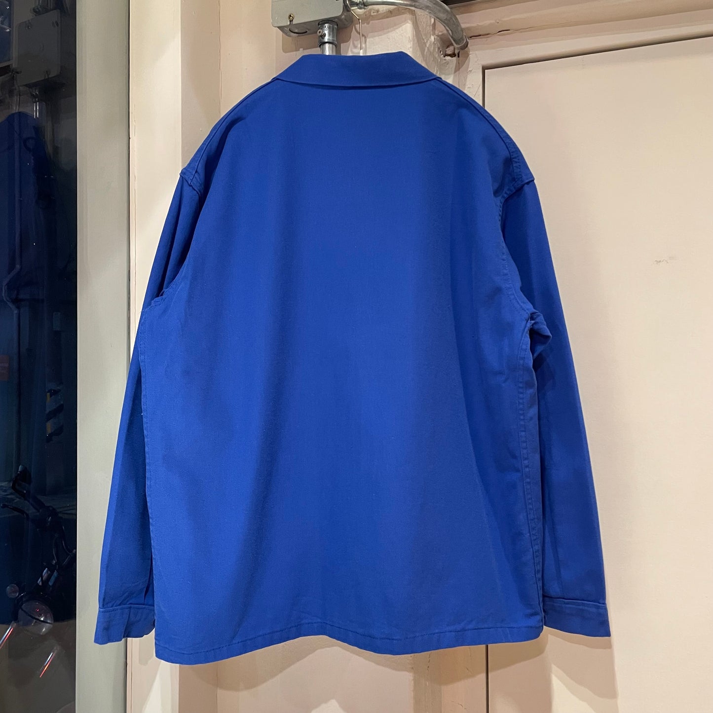 Logo Printed French Work Shirt Jacket Blue