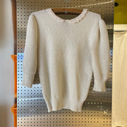 Ruffle Collar Sweater Cream