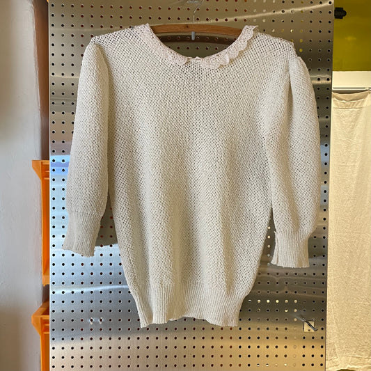 Ruffle Collar Sweater Cream