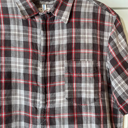 Check Short Sleeve Shirt Brown