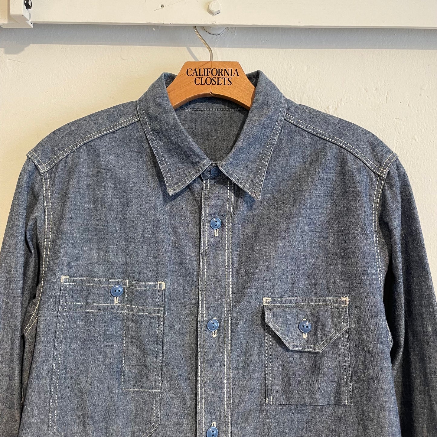 3-Pochet Chambray Shirt Blue