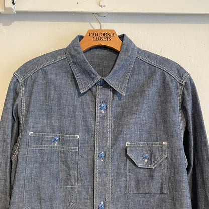 3-Pochet Chambray Shirt Blue