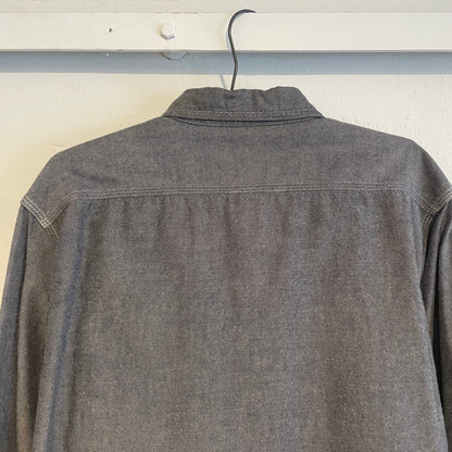 Geometric Embroidered Work Shirt Grey