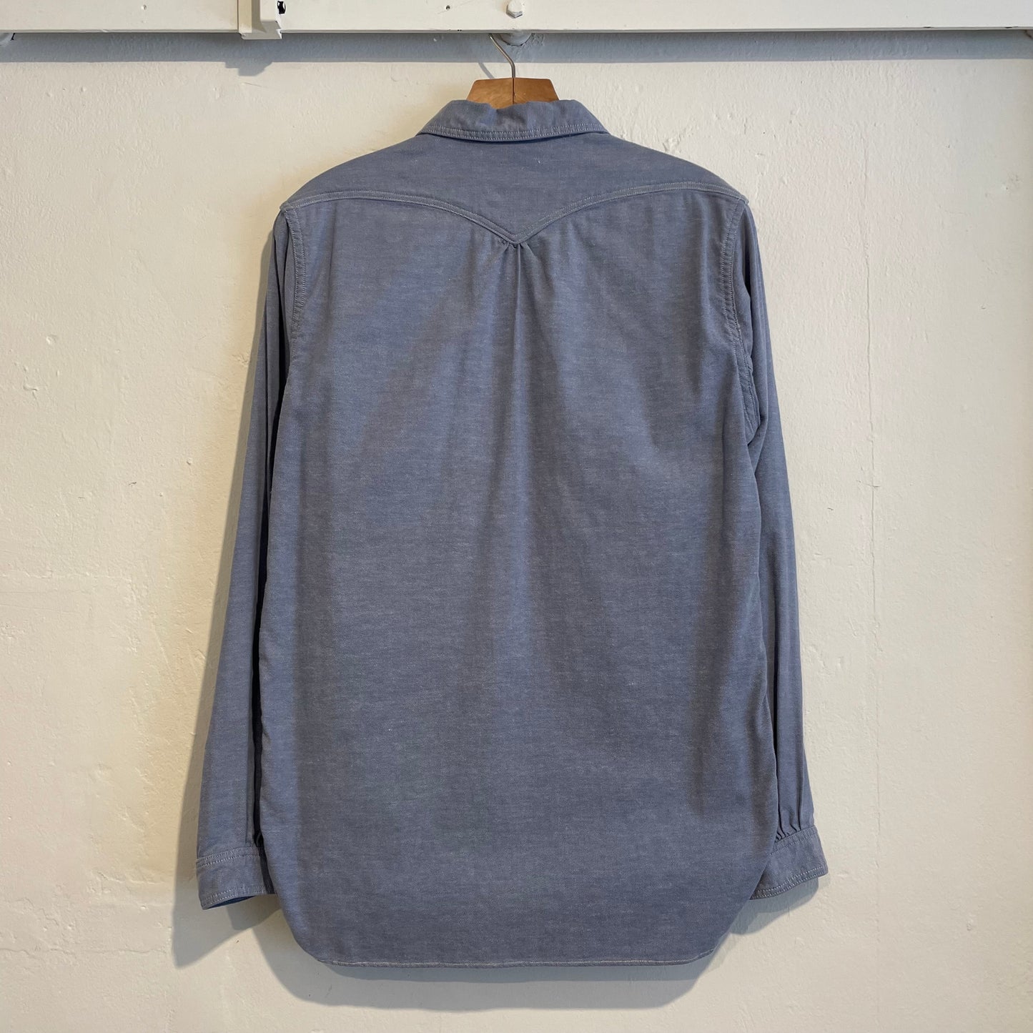 Chambray Band Collar Work Shirt Light Blue