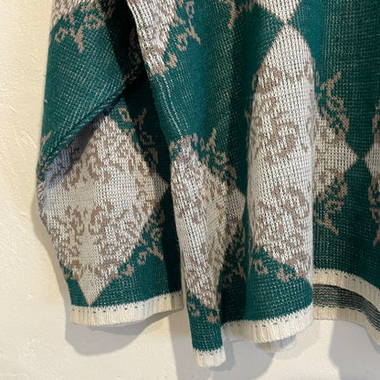 Argyle Knit Polo Sweater Green