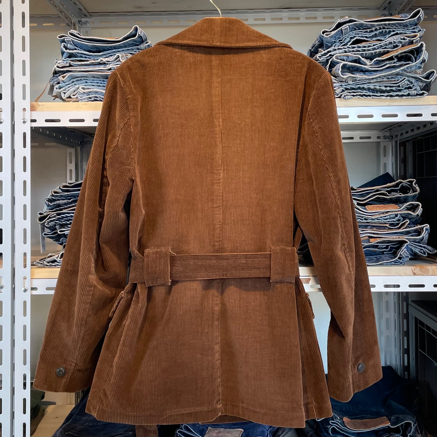 Corduroy Belt Coat Brown