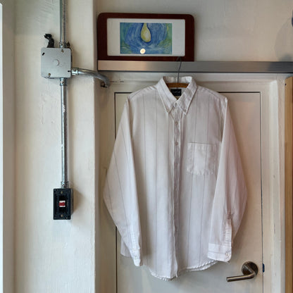 Button Down Stripe Shirt White