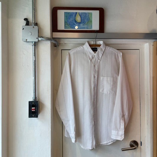Button Down Stripe Shirt White