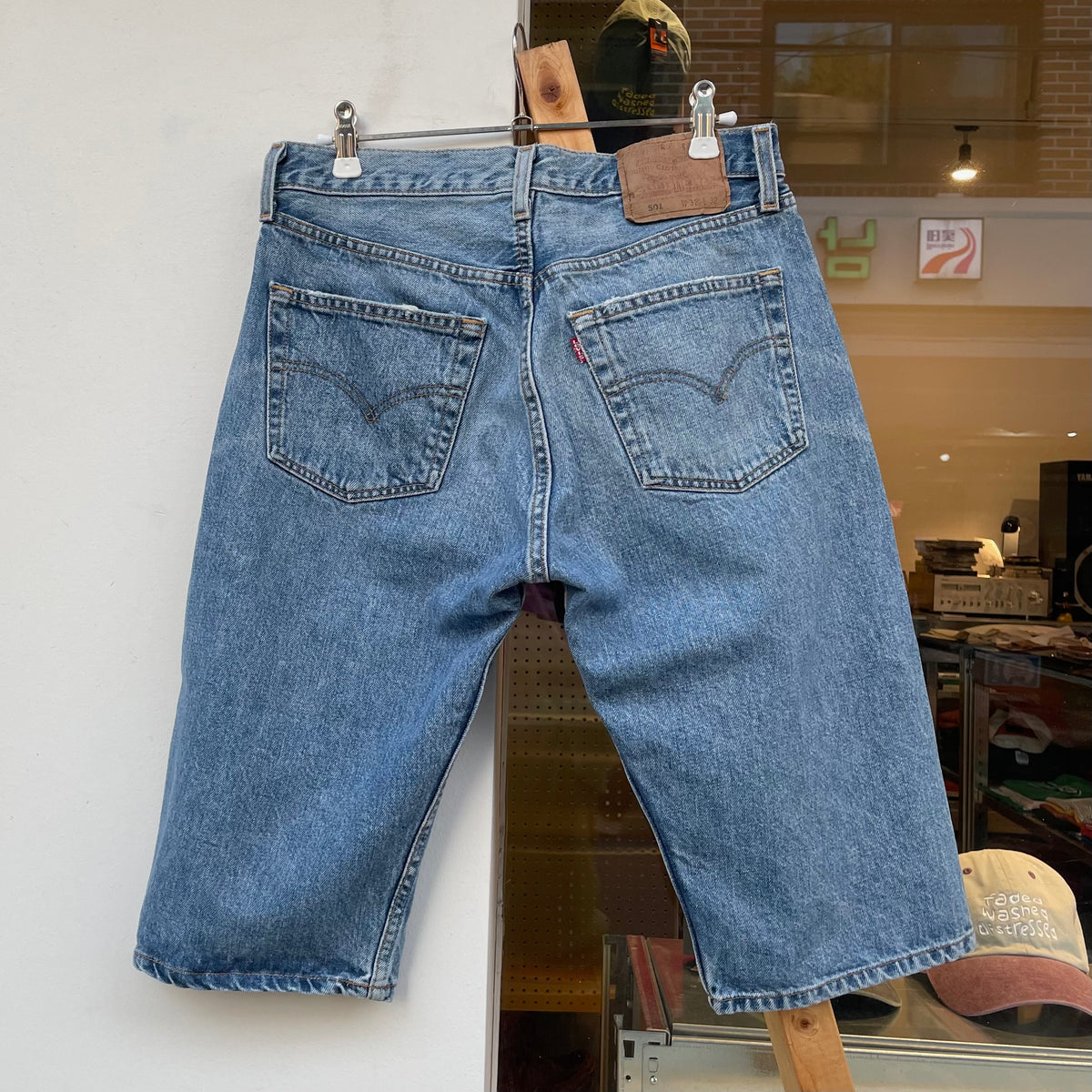 501 Faded Denim Shorts Blue