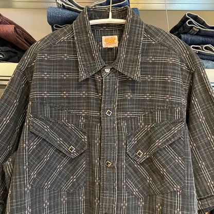 Plaid Western Shirt Black Short Sleeve