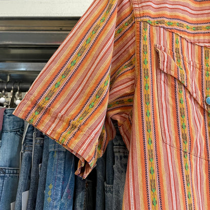 Striped Button-Down Turquoise Western Shirt