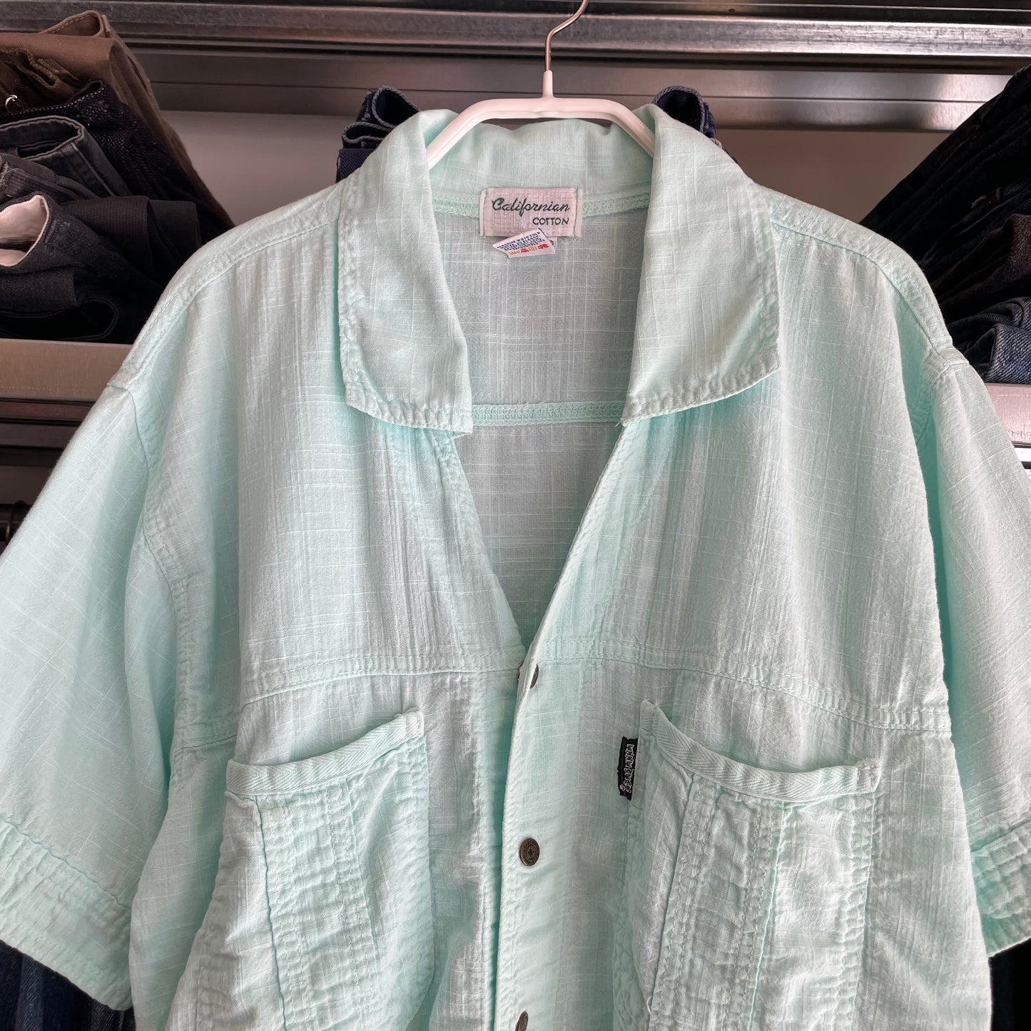 Californian Short Sleeve Shirt Mint Cotton