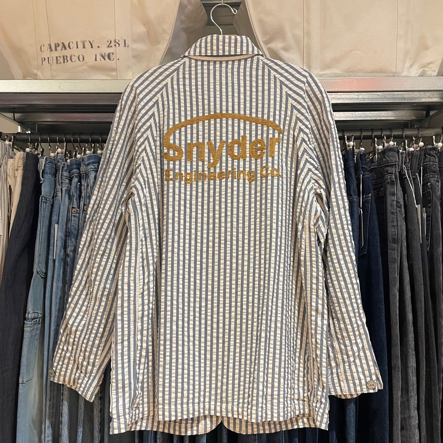 Hickory Stripe Seersucker Coverall Black/White