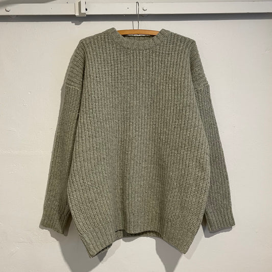 Wool/Silk Ribbed Knit Sweater Mint