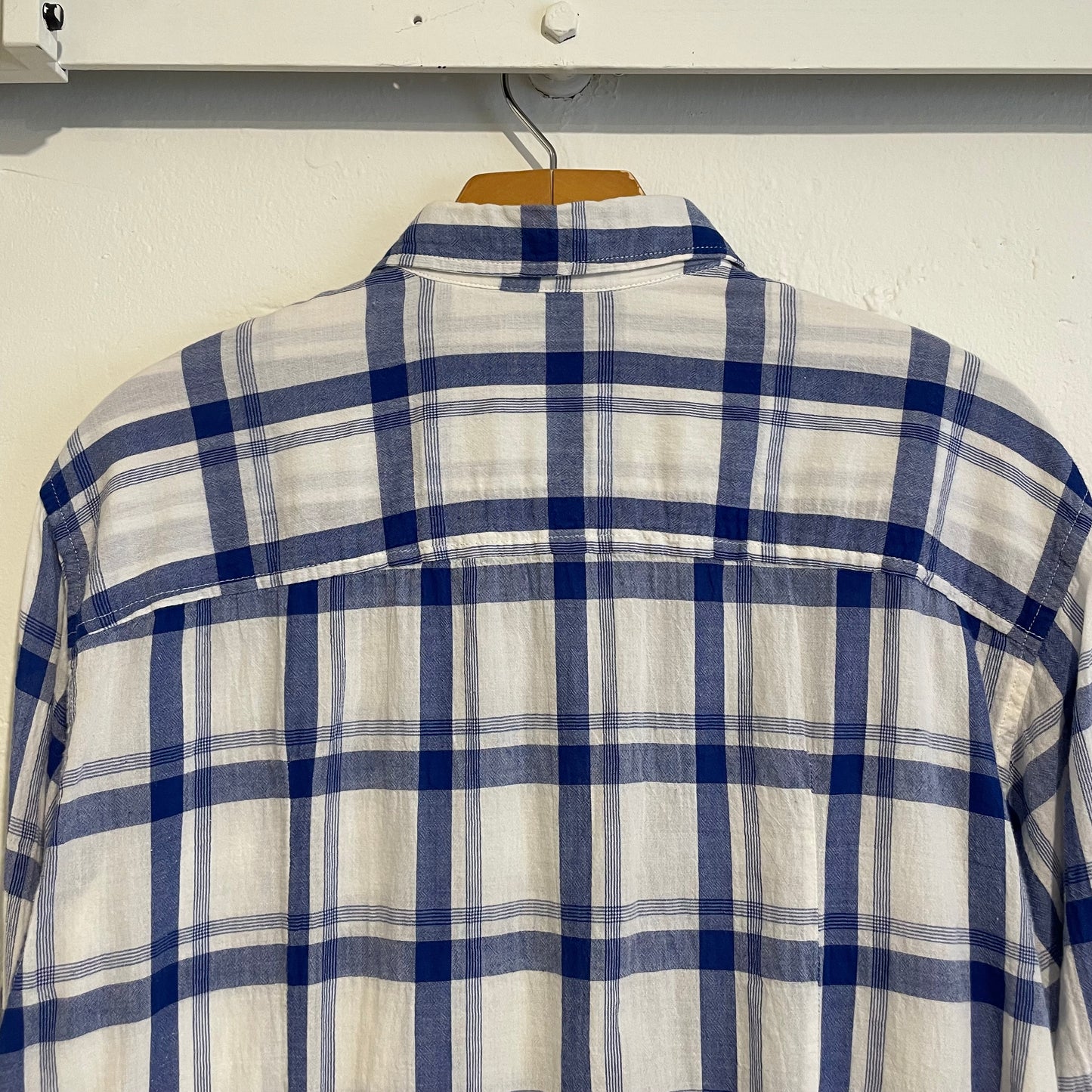 Blue White Check Long Sleeve Button Up Shirt
