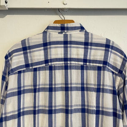 Blue White Check Long Sleeve Button Up Shirt