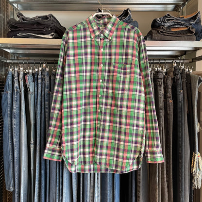 Plaid Button Down Shirt Multi Cotton
