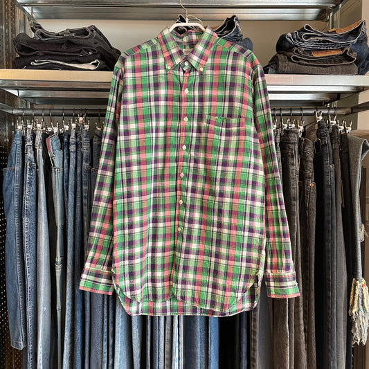 Plaid Button Down Shirt Multi Cotton