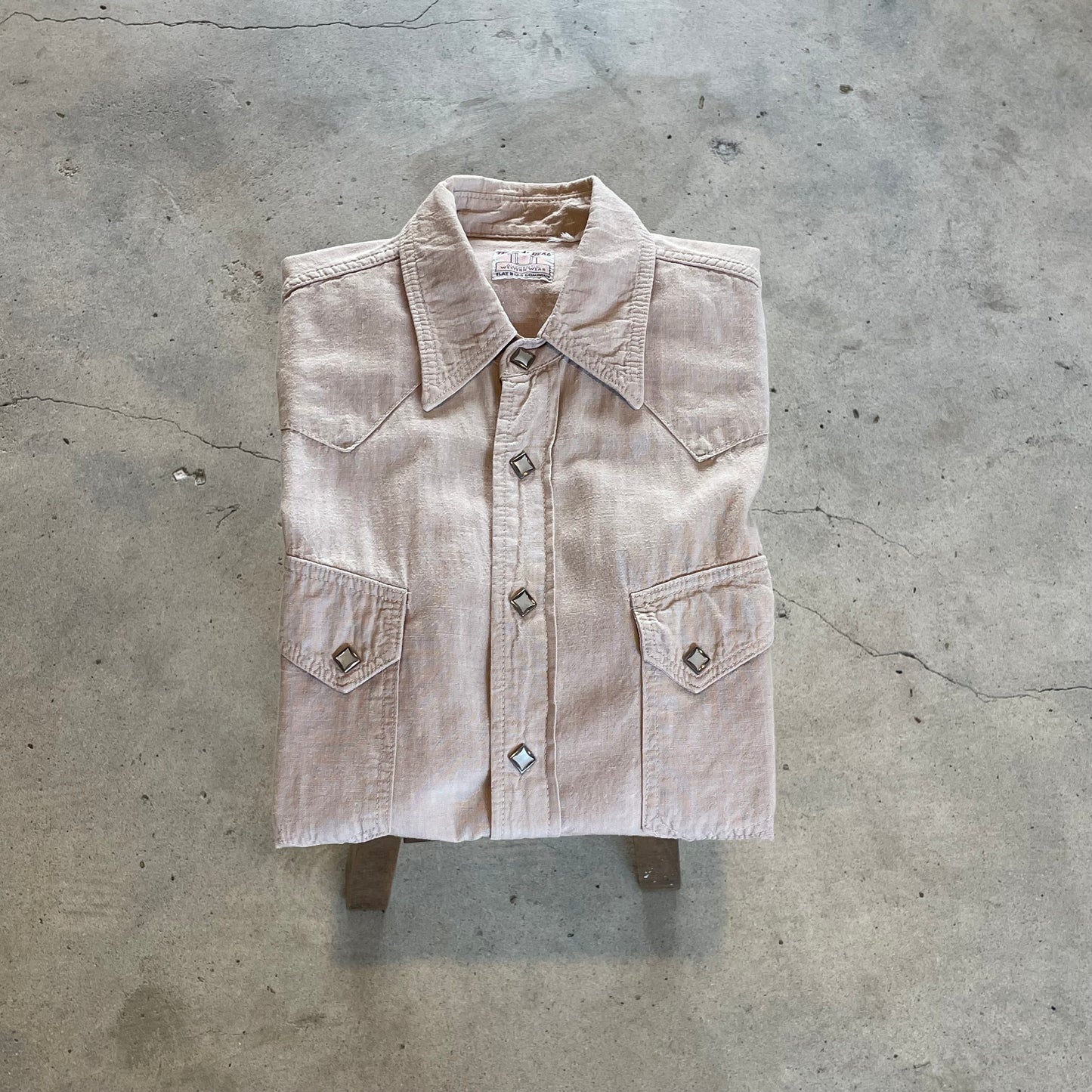 Western Shirt Short Sleeve Beige