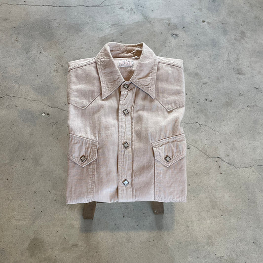 Western Shirt Short Sleeve Beige