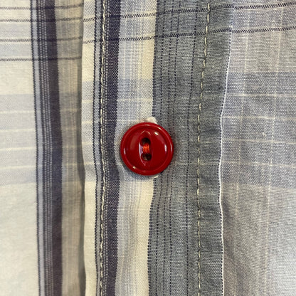 Plaid Button Up Work Shirt Cigarette Pocket Blue