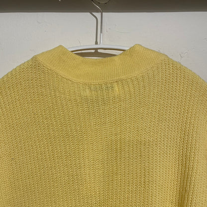 Henley Neck Knit Sweater Yellow