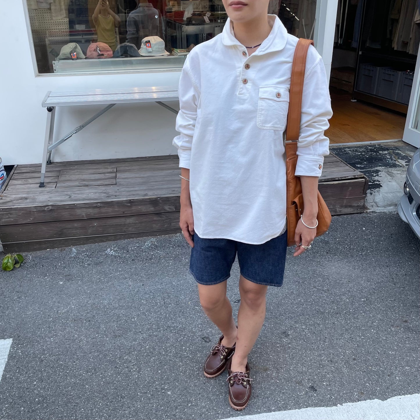 Sailor Collar Pullover Shirt White