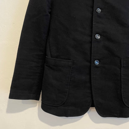 Work Jacket Black Mao Collar Moleskine