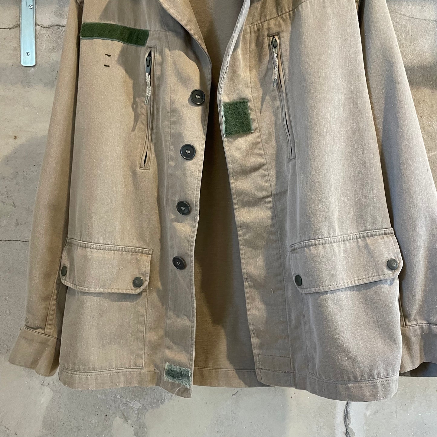 Bleached Zip Pocket Field Jacket Beige