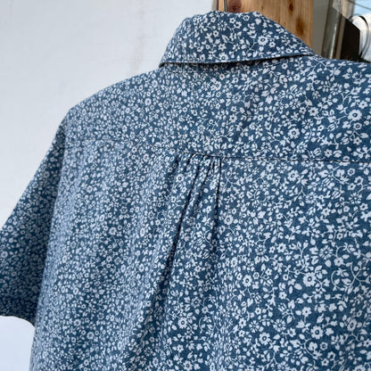Small Floral Shirt Short Sleeve Blue