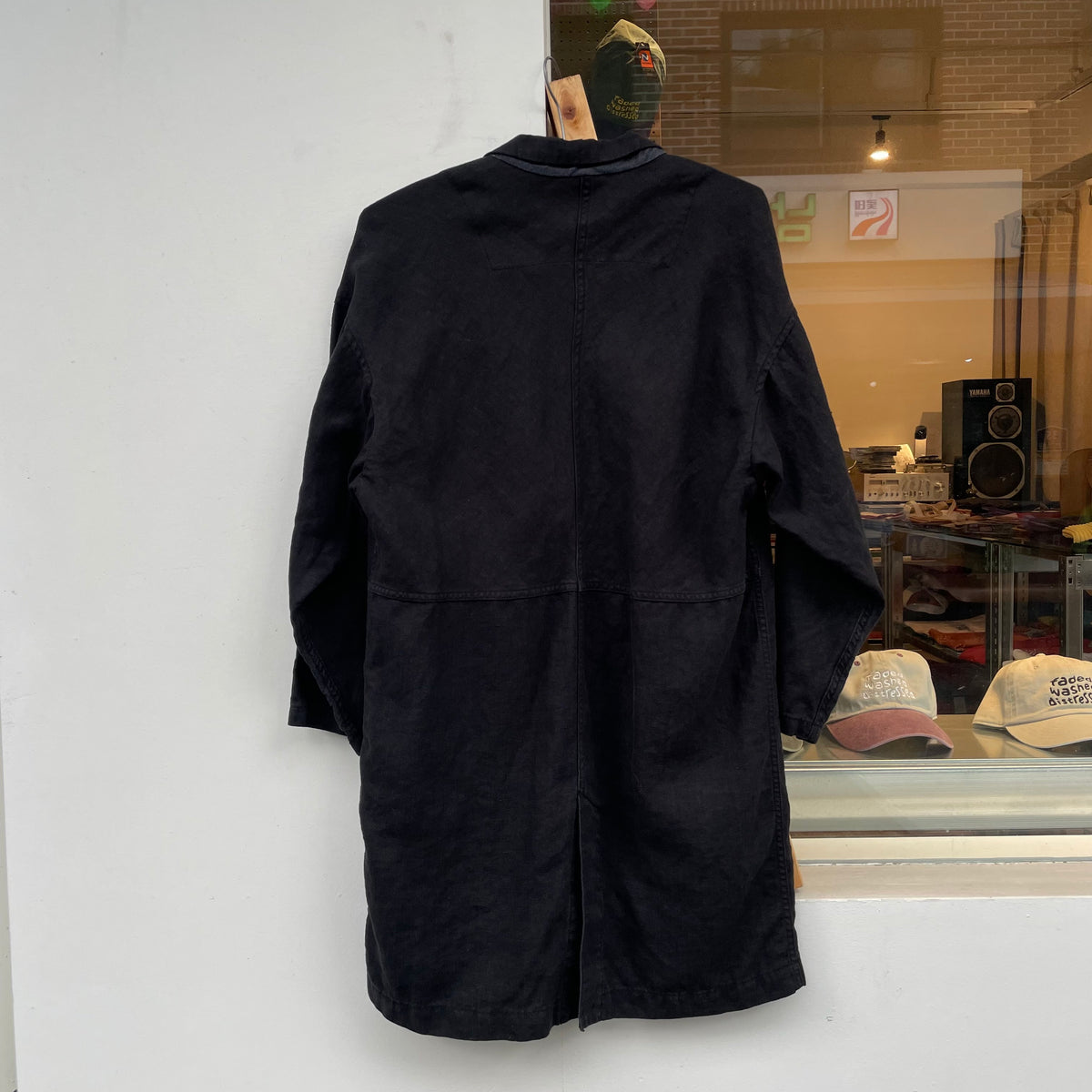 Linen Long Jacket Black