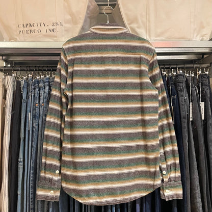 Vintage Stripe Casual Shirt Brown Green Cotton