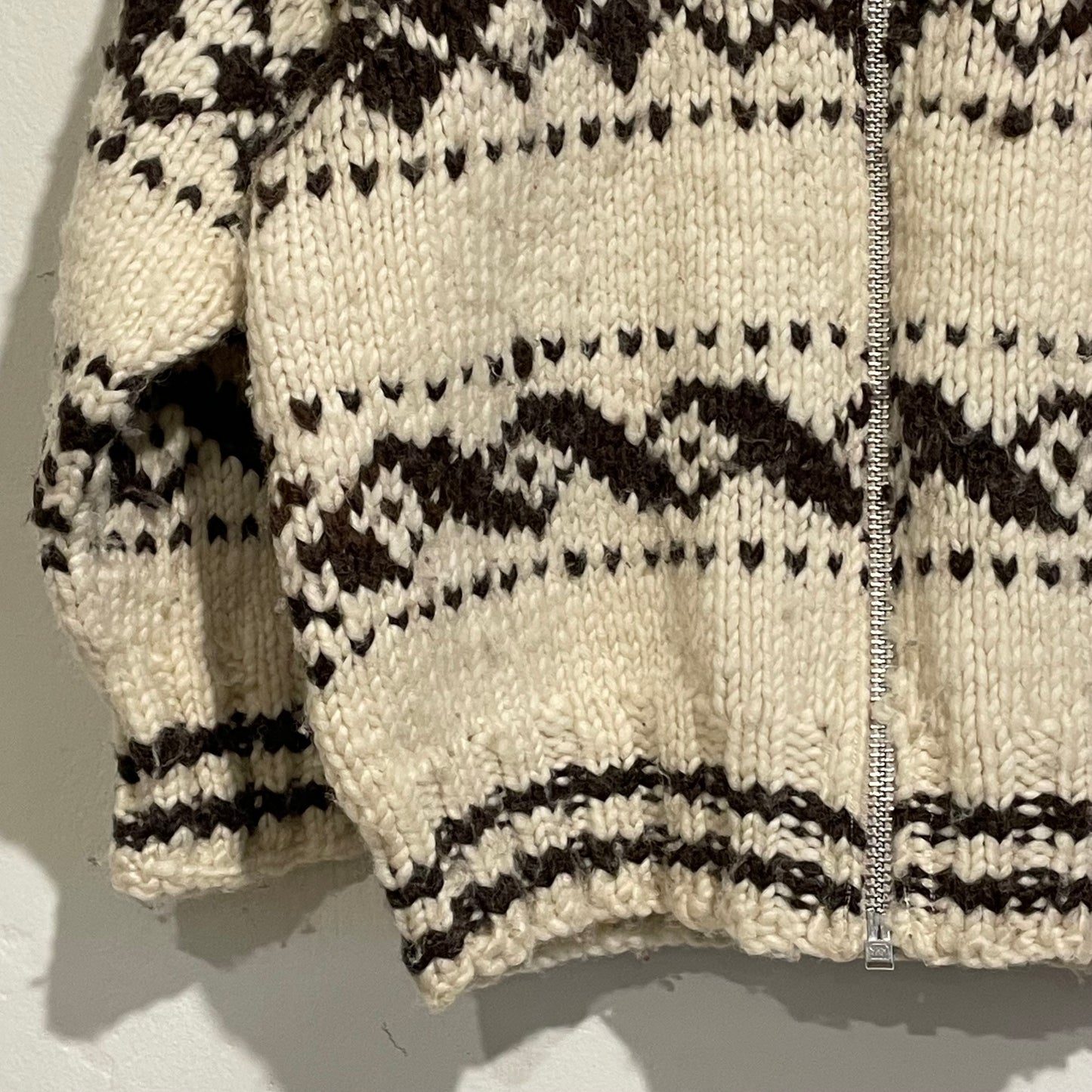 Zip Up Collar Argyle Knit Cardigan