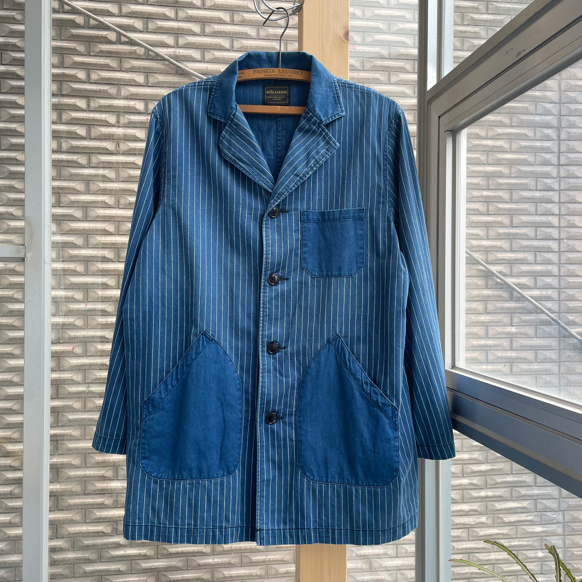 Stripe Shop Coat Blue