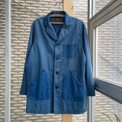 Stripe Shop Coat Blue
